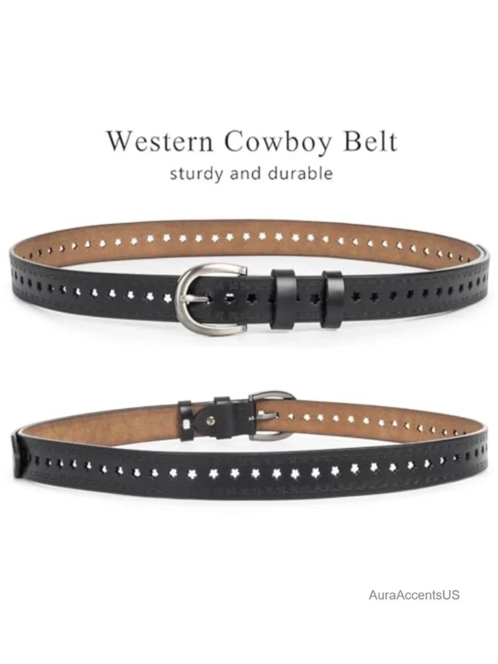 Vintage Floral Engraved Embossed Genuine Leather Western Belt for Jeans Dresses